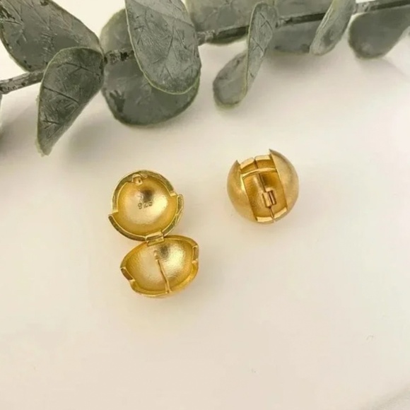 925 Sterling Silver Matte Ball Earrings Sphere Round Huggie Earrings - Picture 9 of 10